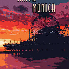 Sunset in Santa Monica, California by AM FineArtPrints