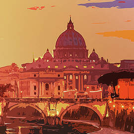 Sunset on Rome the Eternal City by AM FineArtPrints