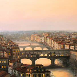 Sunset over ponte Vecchio in Florence by Kiril Stanchev