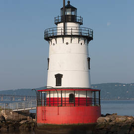 Tarrytown Lighthouse and Waning Moon by Clarence Holmes