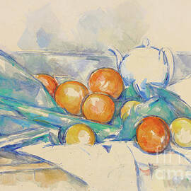 Teapot and Oranges  La Nappe by Paul Cezanne