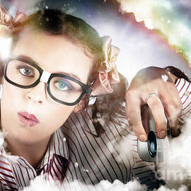 Technology Smart Woman Using Cloud Computing by Jorgo Photography