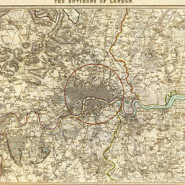 The Environs of London - London Map - Antique Historical Map by Studio Grafiikka