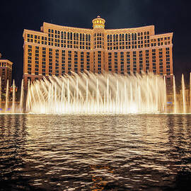 The Fountains of Bellagio at night in Las Vegas by Miroslav Liska