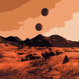 The strange planet with two Moons by AM FineArtPrints