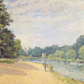 The Thames with Hampton Church by Alfred Sisley