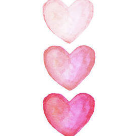 Three pink Watercolor Hearts. by Aga and Artur Szafranscy