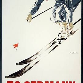 To Germany for Winter Sports - Retro travel Poster - Vintage Poster - Ski Poster by Studio Grafiikka