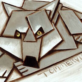 Tommervik Geometric Gray Wolf Painting Art Print by Tommervik
