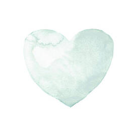 Turquoise mint watercolor heart. by Aga and Artur Szafranscy