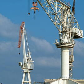 Two large cranes on La Ciotat Port by Sami Sarkis Photography