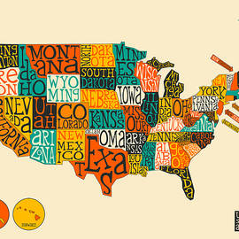 United States Map Typography by Jazzberry Blue