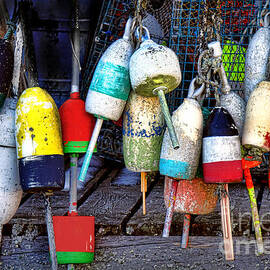 Used Lobster Trap Buoys by Olivier Le Queinec