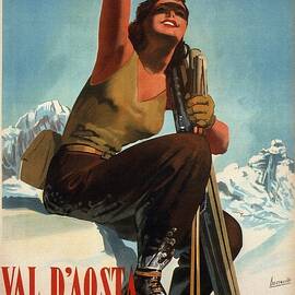 Val D'aosta Sport Invernali - Ski Poster - Retro travel Poster - Vintage Poster by Studio Grafiikka