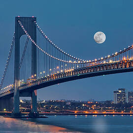 Verrazano Narrows Bridge Moon by Susan Candelario