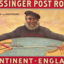 Vlissinger Post Route - Zeeland Maritime Company Poster - London to Flushing Ship Route by Studio Grafiikka
