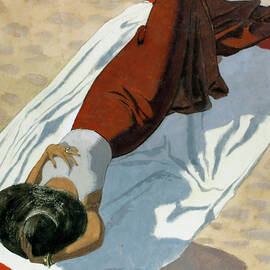 Vogue Cover Featuring A Woman Lying On A Beach by Pierre Mourgue
