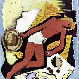 Vogue Magazine Cover Featuring A Topless Tanned by Georges Lepape