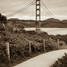 Walking to the Golden Gate Bridge - California - Sepia Edition by Gregory Ballos