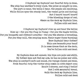 Walt Whitman - O Captain, My Captain - White by Georgia Clare