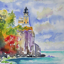 Watercolor - Autumn at Split Rock Lighthouse by Cascade Colors