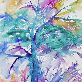 Watercolor - Colorful Abstract Tree by Cascade Colors