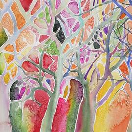 Watercolor - Colorful Whimsical Trees by Cascade Colors