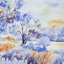 Watercolor - Frost and Snow Filled Winter Morning by Cascade Colors