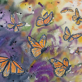 Watercolor- Monarchs in Flight by Cascade Colors