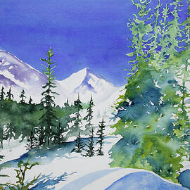 Watercolor - Sunny Winter Day in the Mountains by Cascade Colors
