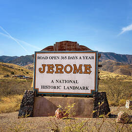 Welcome sign to the historic mountain town of Jerome, Arizona by Miroslav Liska