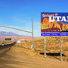 Welcome to Utah State Sign along Interstate I-15 by Miroslav Liska