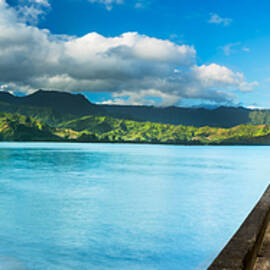 Widescreen panorama of Hanalei Bay and Pier on Kauai Hawaii by Steven Heap
