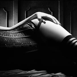 Woman with black corset by Johan Swanepoel