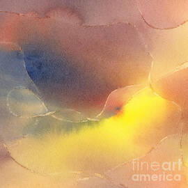 Yellow Orange Blue Watercolor Square Design 1 by Randy M