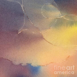 Yellow Orange Blue Watercolor Square Design 3 by Randy M