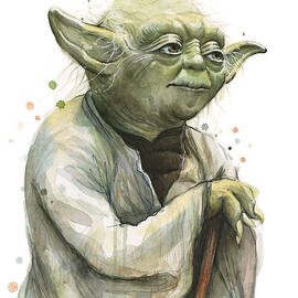 Yoda Watercolor by Olga Shvartsur