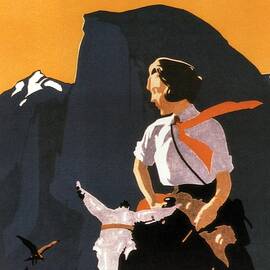 Yosemite - Southern Pacific - Woman on Horseback - Retro travel Poster - Vintage Poster by Studio Grafiikka