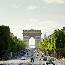 France, Ile-de-france, Paris, Champs-elysees And Arc De Triomphe In Spring by Francesco Carovillano