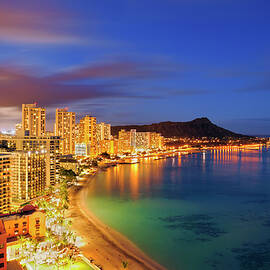 Hawaii, Oahu Island, Tropics, Pacific Ocean, Honolulu, Waikiki Beach And Diamond Head by Luca Da Ros