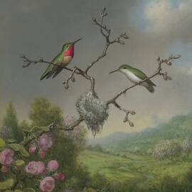 Hummingbirds And Apple Blossoms by Martin Johnson Heade