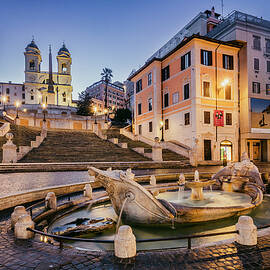 Italy, Rome, Spanish Steps, Seven Hills Of Rome, Piazza Di Spagna With Barcaccia Fountain Designed By Bernini by Antonino Bartuccio