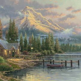 Lakeside Hideaway #1 Metal Print by Thomas Kinkade - Thomas Kinkade