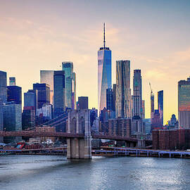 New York City, Lower Manhattan With Brooklyn Bridge by Lumiere