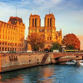 Notre Dame De Paris By The Seine River by Antonino Bartuccio