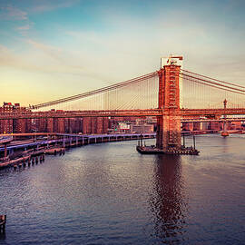 Nyc, Manhattan, View Of East River With Brooklyn Bridge Near South Street And Fdr Drive by Lumiere