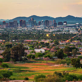 Phoenix Arizona skyline at sunset by Miroslav Liska