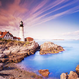 Rocky Coast With Lighthouse by Pietro Canali