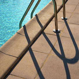Semi-abstract swimming pool ladder shadows by Seeables Visual Arts