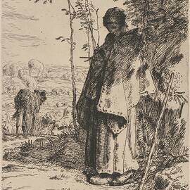 The Shepherdess Knitting by Jean Francois Millet